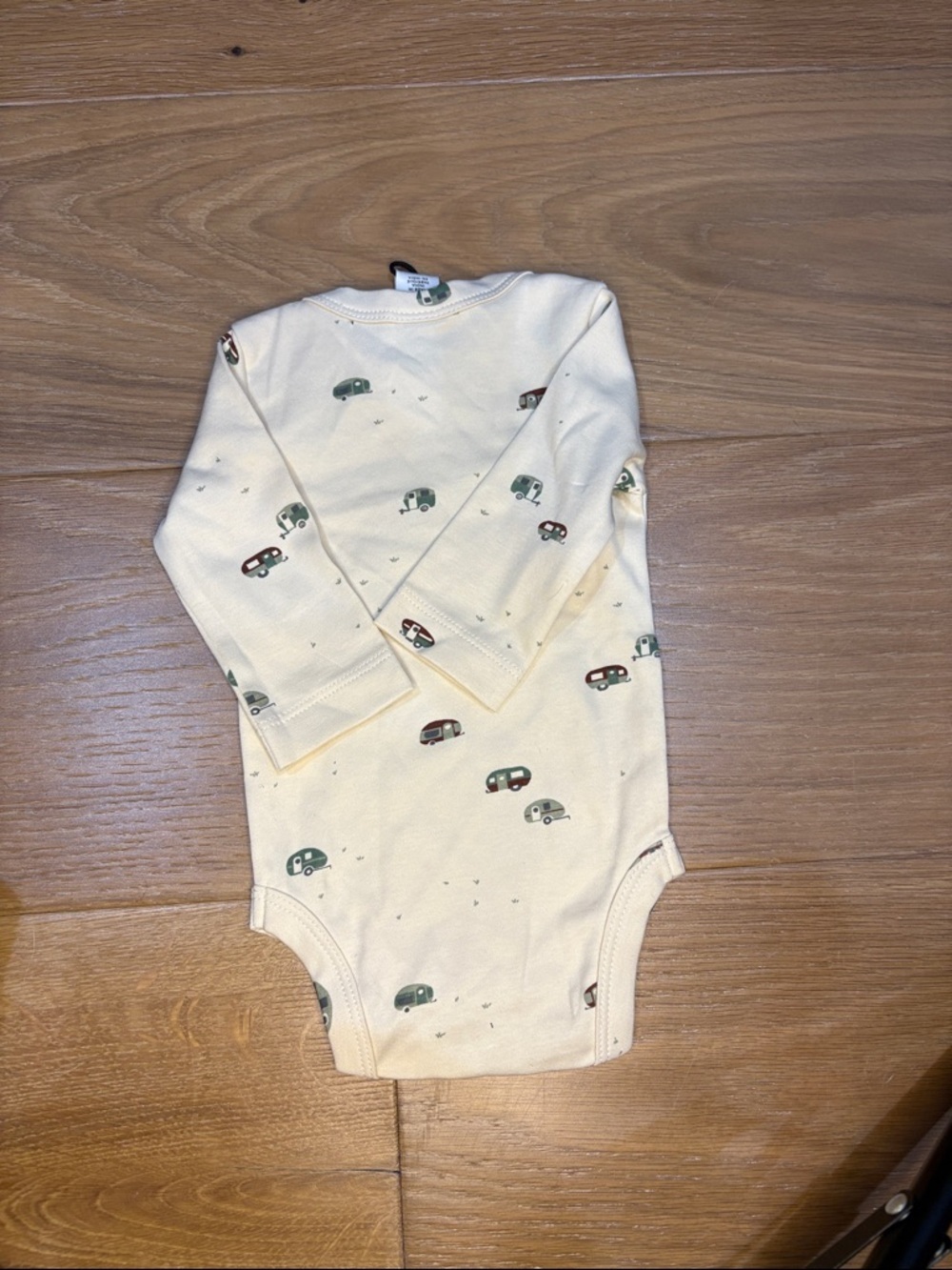 Colored Organics Baby Cream Camper Print Bodysuit - Cozy Long Sleeve 0-3m - Picture 6 of 9